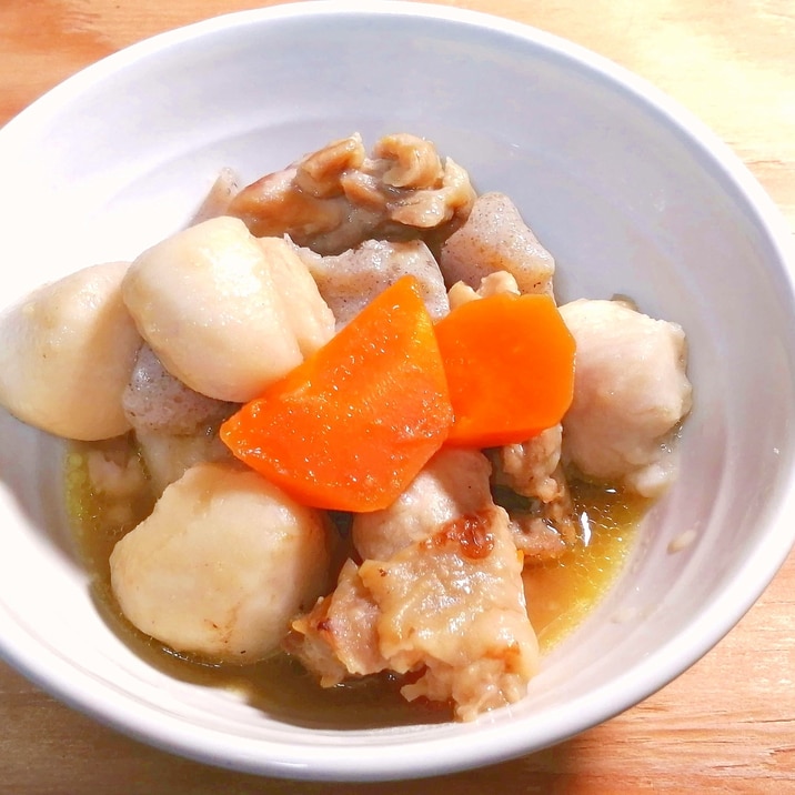 【めんつゆで】里芋と鶏肉の煮物